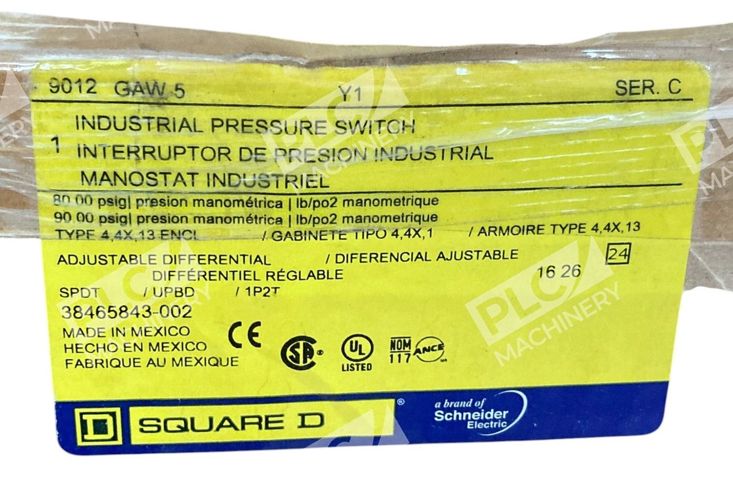 Square D 9012-GAW-5 Ser C Industrial Pressure Switch 9012GAW5 /C - Image 3