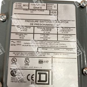 Square D 9012 GAW 5 Ser C Industrial Pressure Switch 9012GAW5 C 226884908455