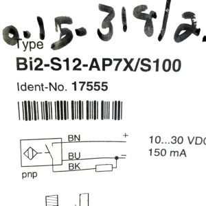 Turck Bi S12 AP7XS100 Embeddable Inductive Sensor 226987210785