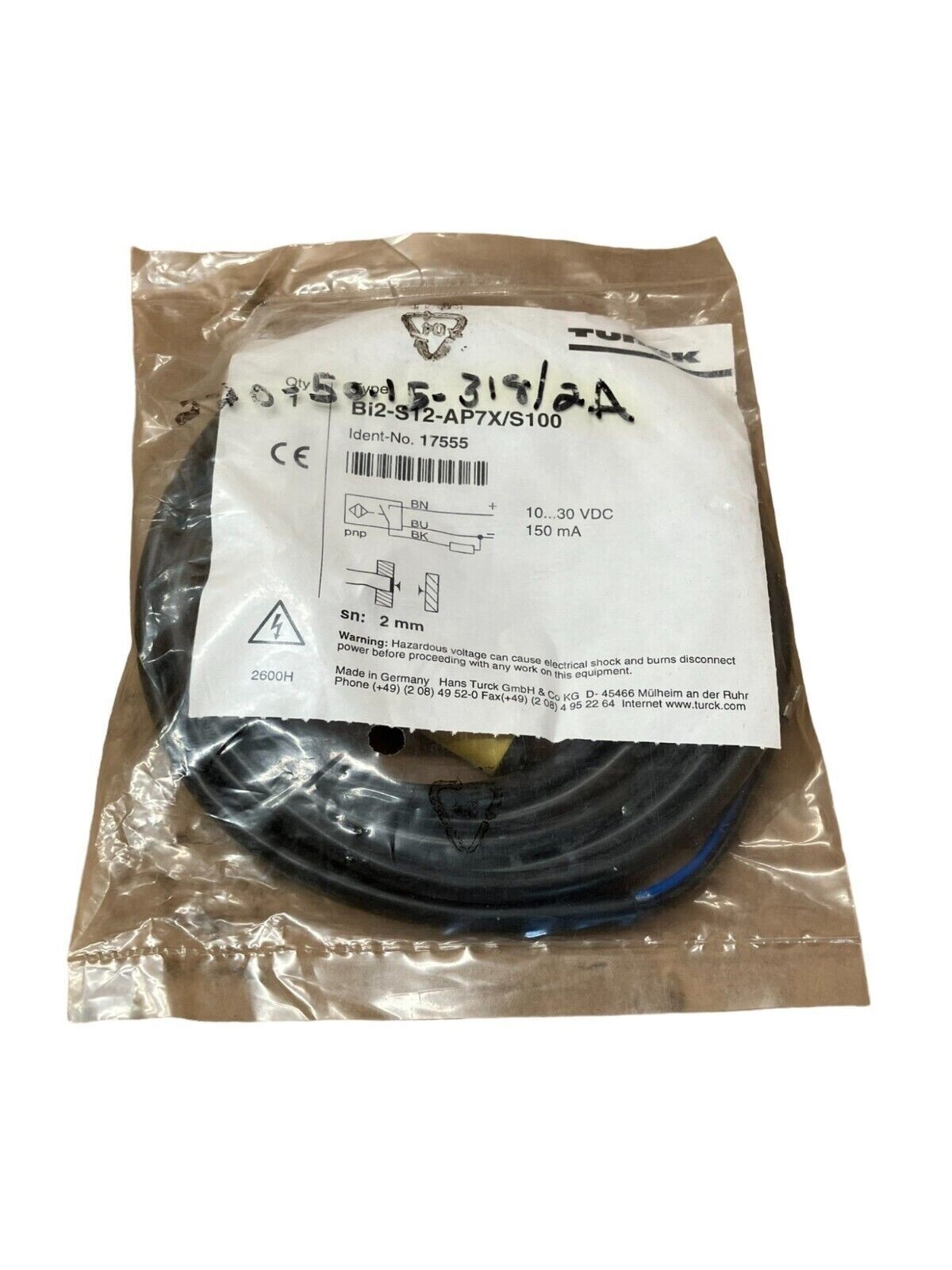 Turck Bi S12-AP7X/S100 Embeddable Inductive Sensor