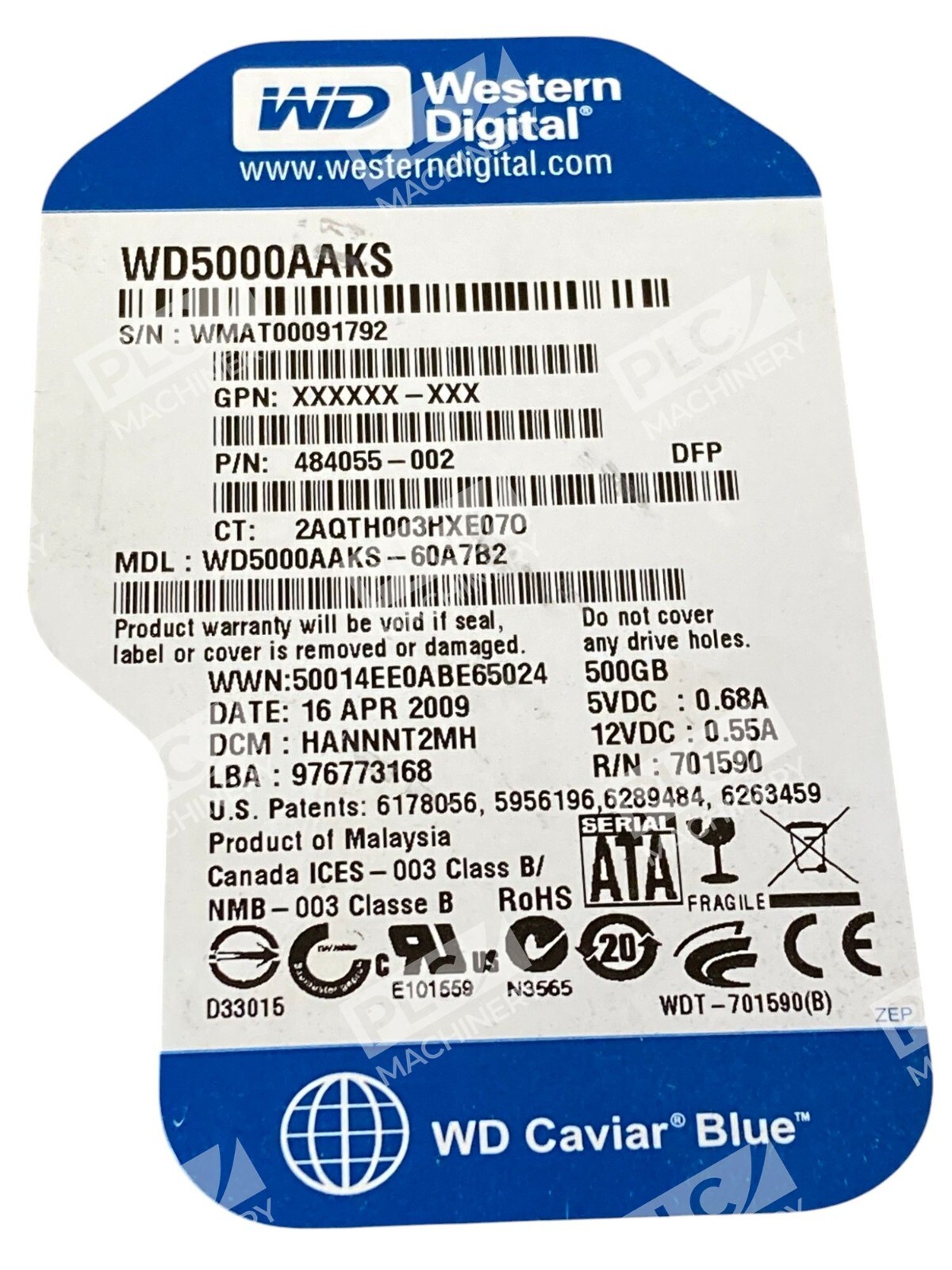 Western Digital WD 484055-002 60A7B2 500GB 3.5" Hard Drive WD5000AAKS - Image 3