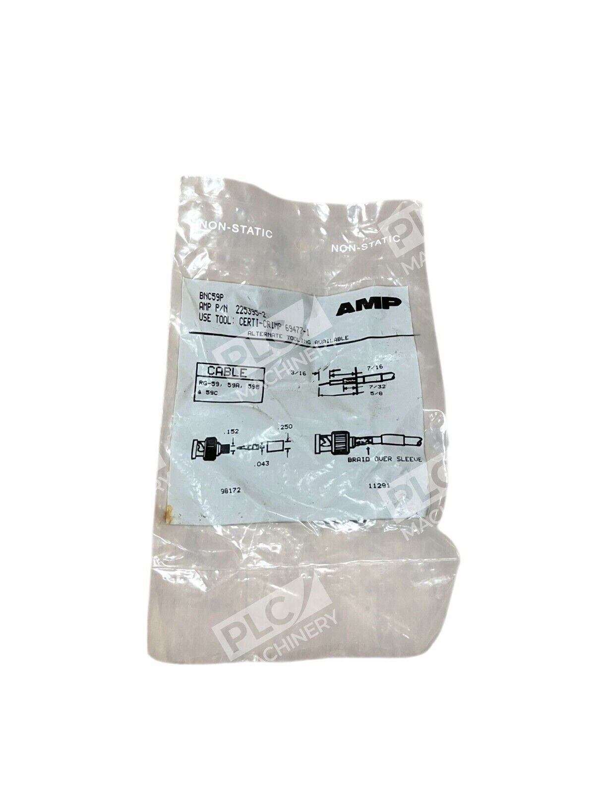 AMP BNC59P Terminate To Coaxial Cable 225395-2