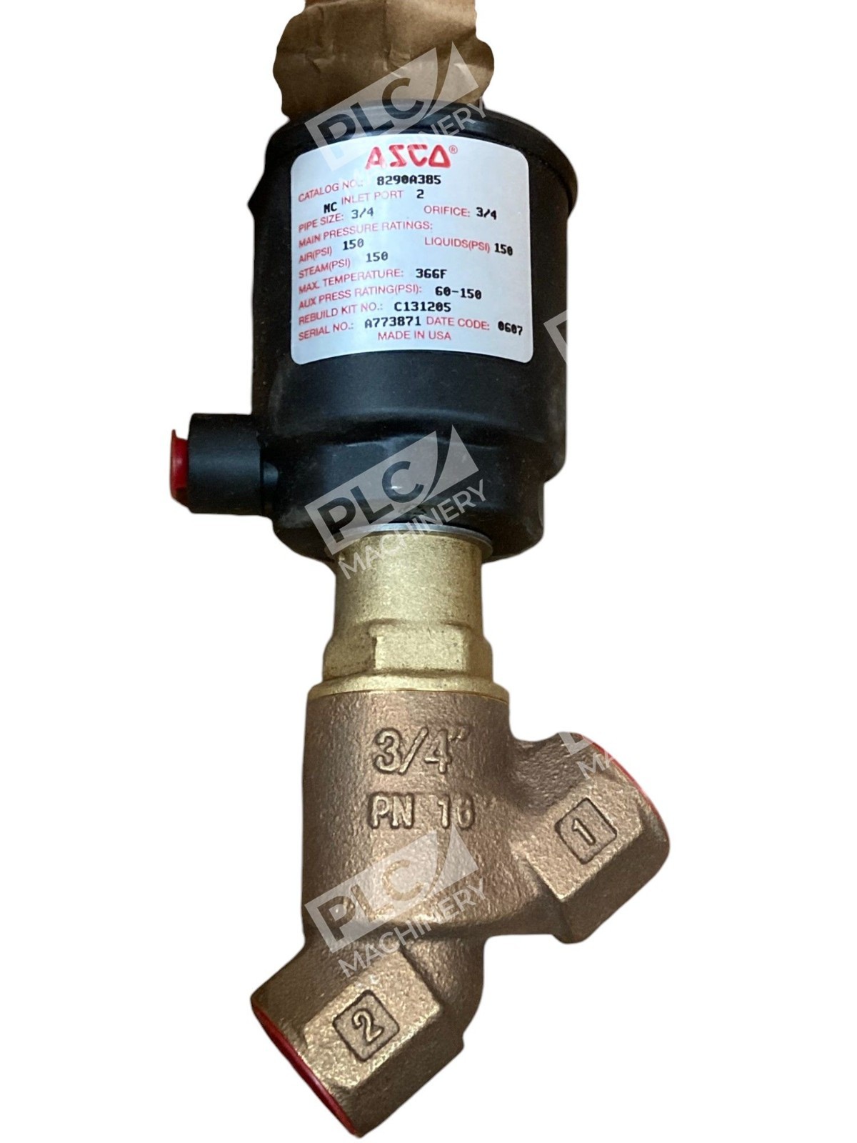 ASCO 150PSI A773871 Bronze 3/4NPT Valve 2/2 NC 8290A385 - Image 4