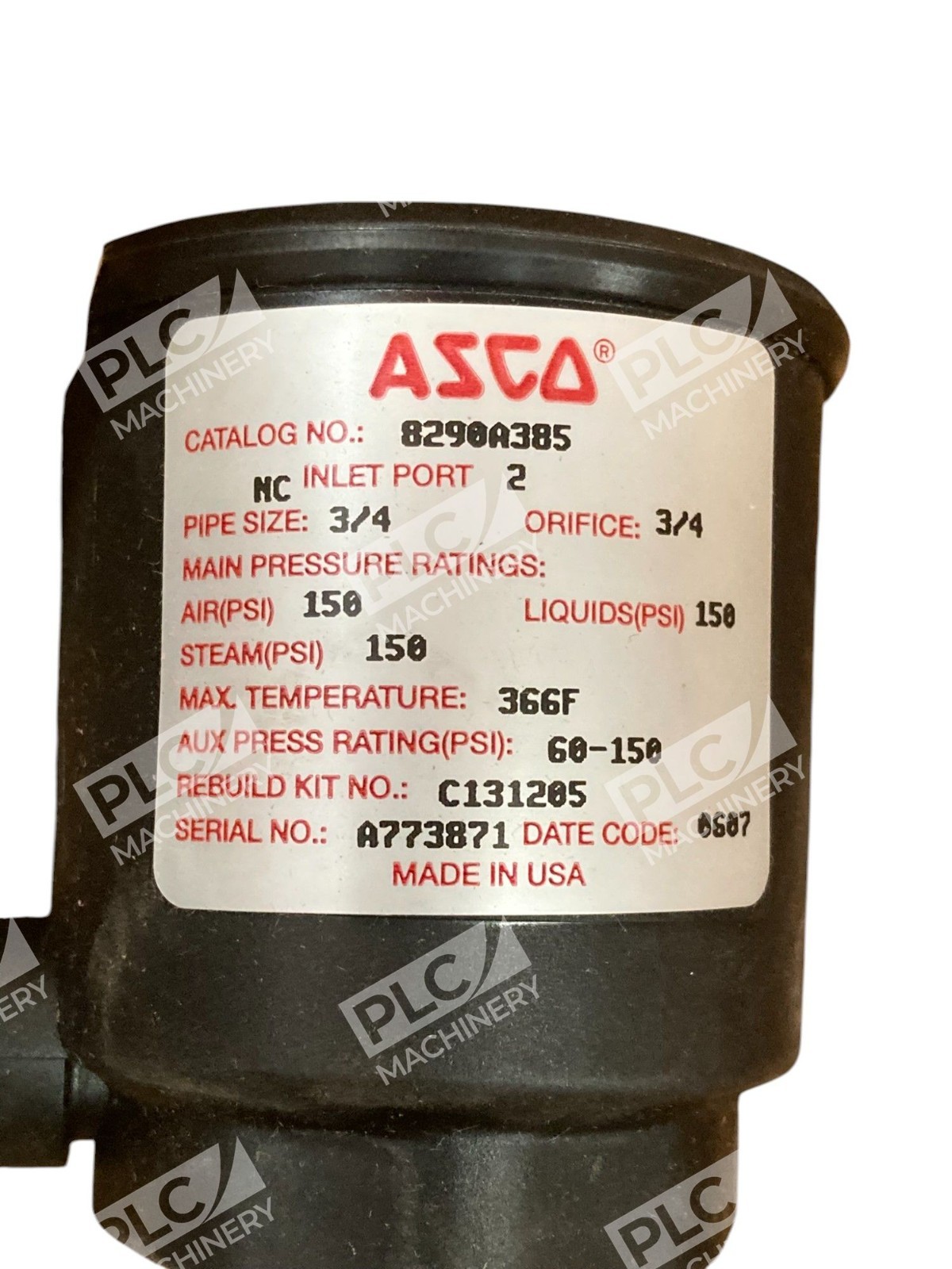 ASCO 150PSI A773871 Bronze 3/4NPT Valve 2/2 NC 8290A385 - Image 5