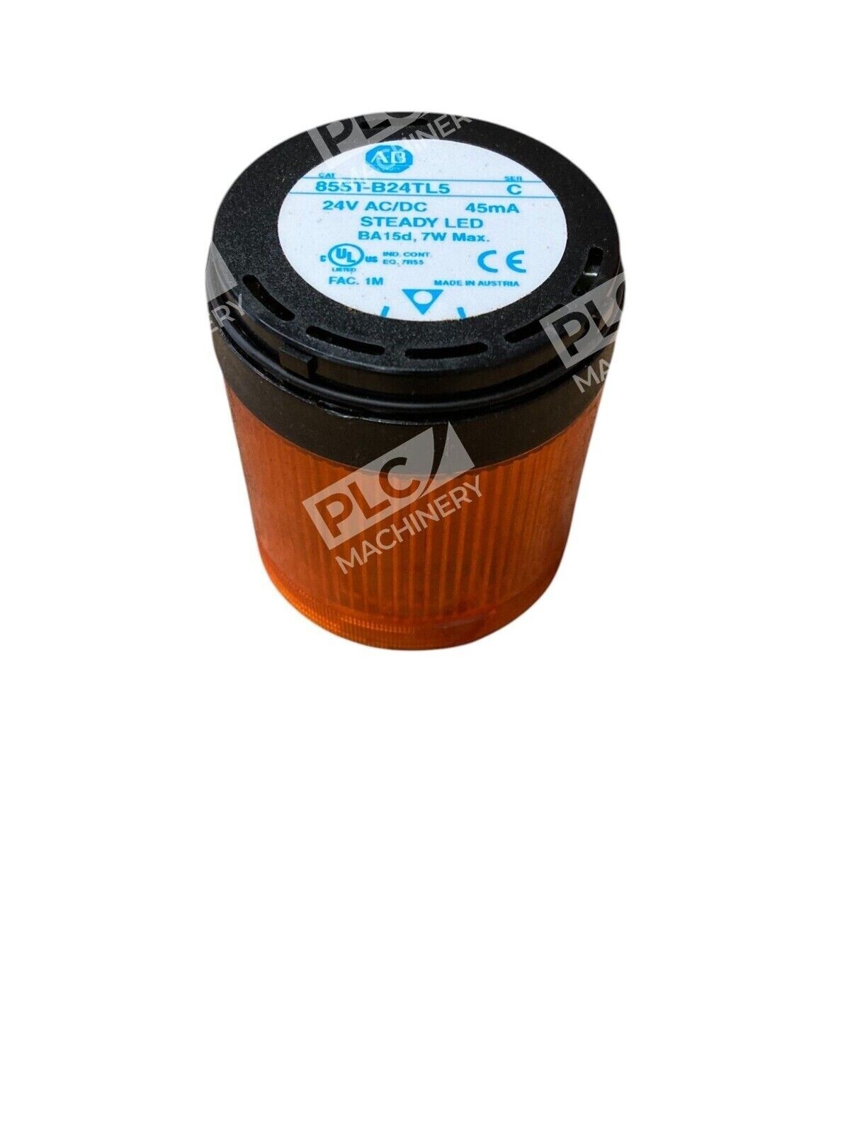 Allen Bradley AB 45mA 24VAC/DC Amber Steady LED Stack Light 855T-B24TL5 /C