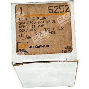 Arrow Hart Cooper 20A 250V 3PH 3P 3W Locking Plug 6252
