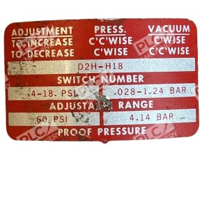 Delaval Barksdale 4 18PSI Pressure Or Vacuum Actuated Switch D2H H18 226665275786