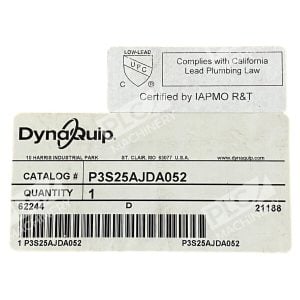 DynaQuip P3S25AJDA052 Ball Valve