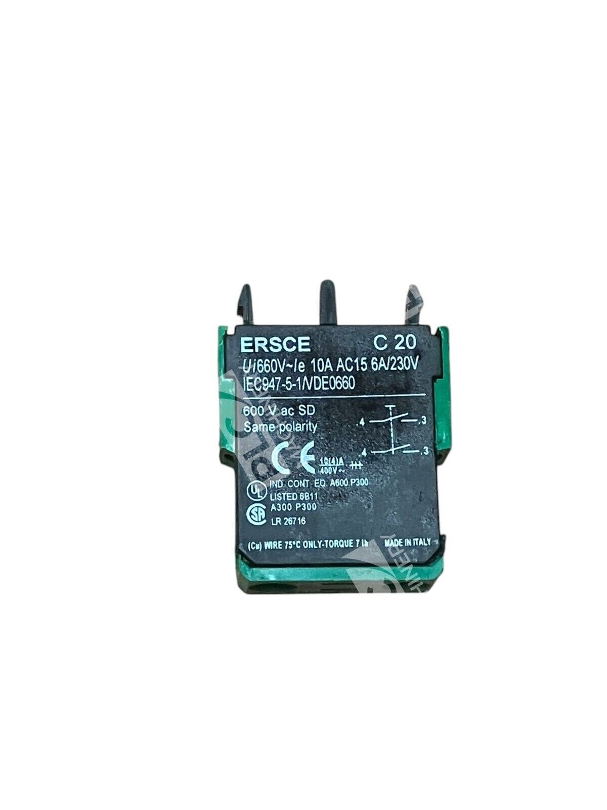 ERSCE Ui660V~Ie 10A AC15 6A/230V Contact Block C20 - Image 3