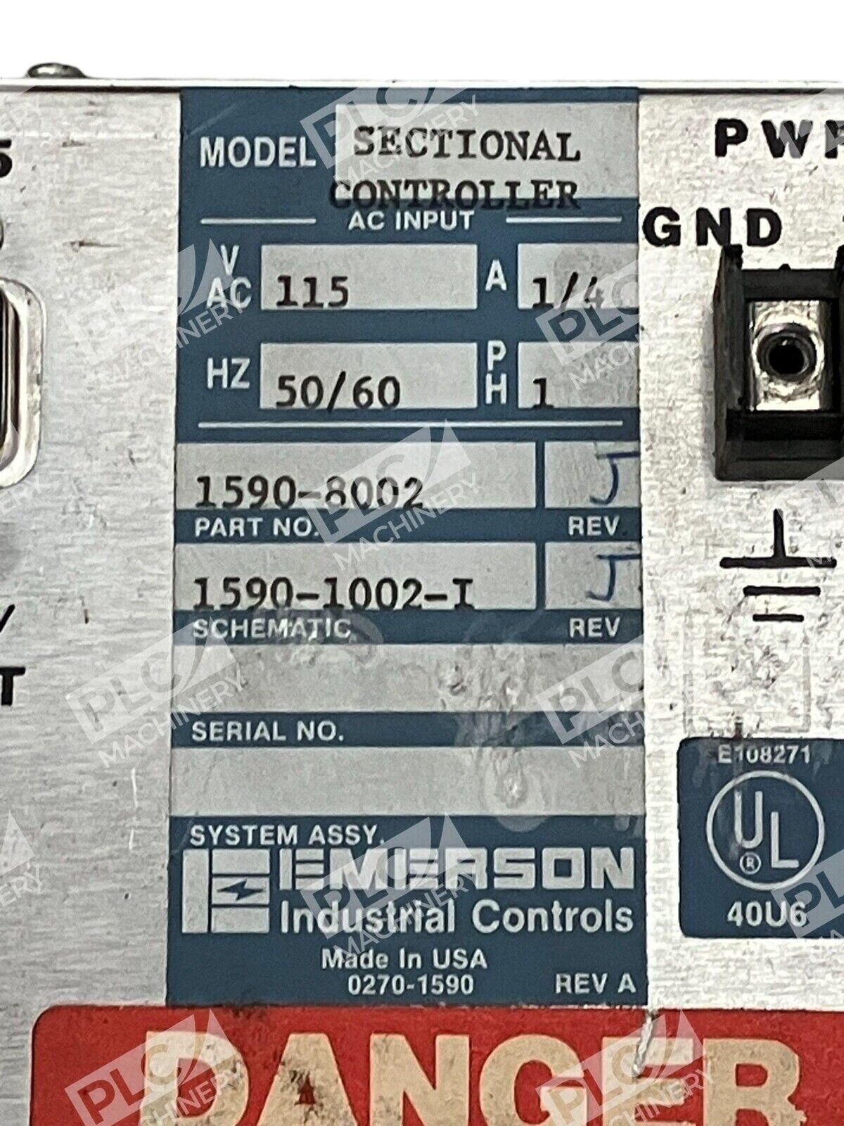 Emerson Industrial Controls Sectional Controller 115VAC .25A 1PH 1590-8002 - Image 3