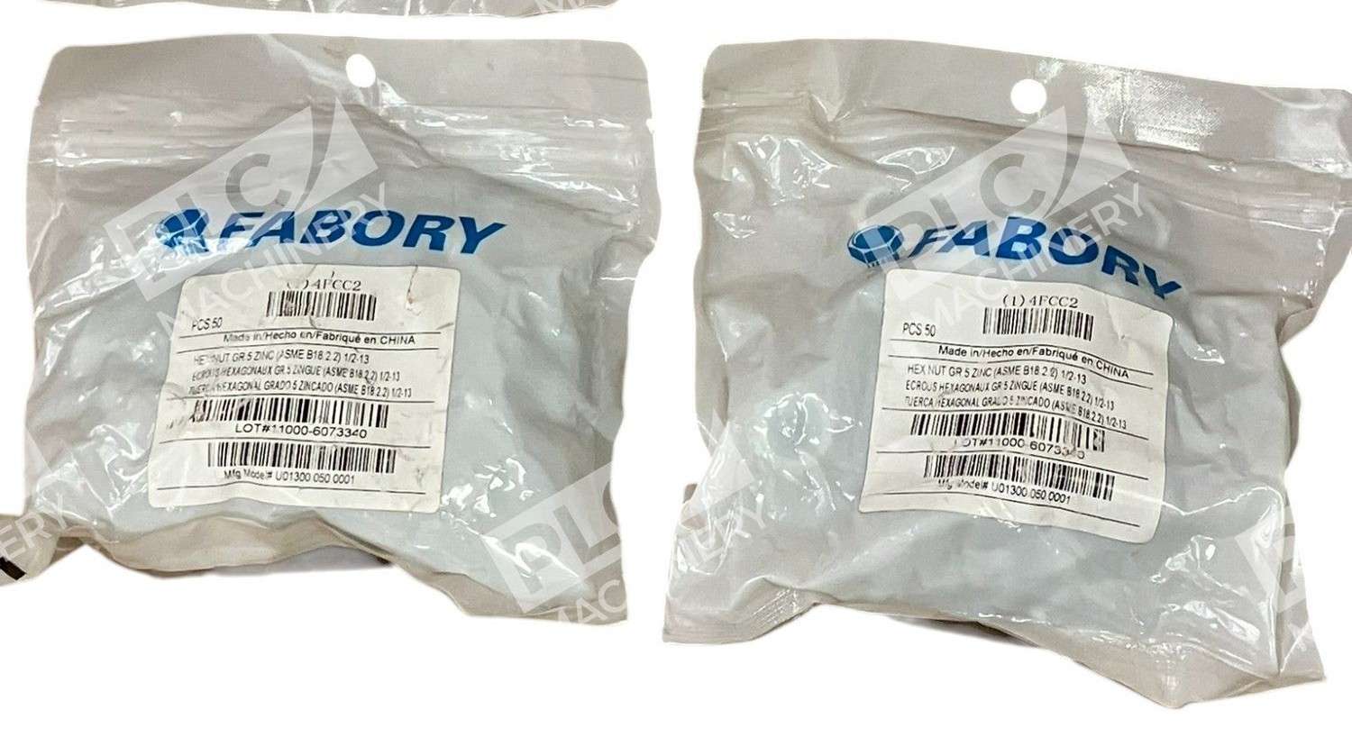 Fabory 1/2-13 (ASME B18 2 2) Hex Nut GR 5 Zinc 4FCC2 (2 Bags of 50)