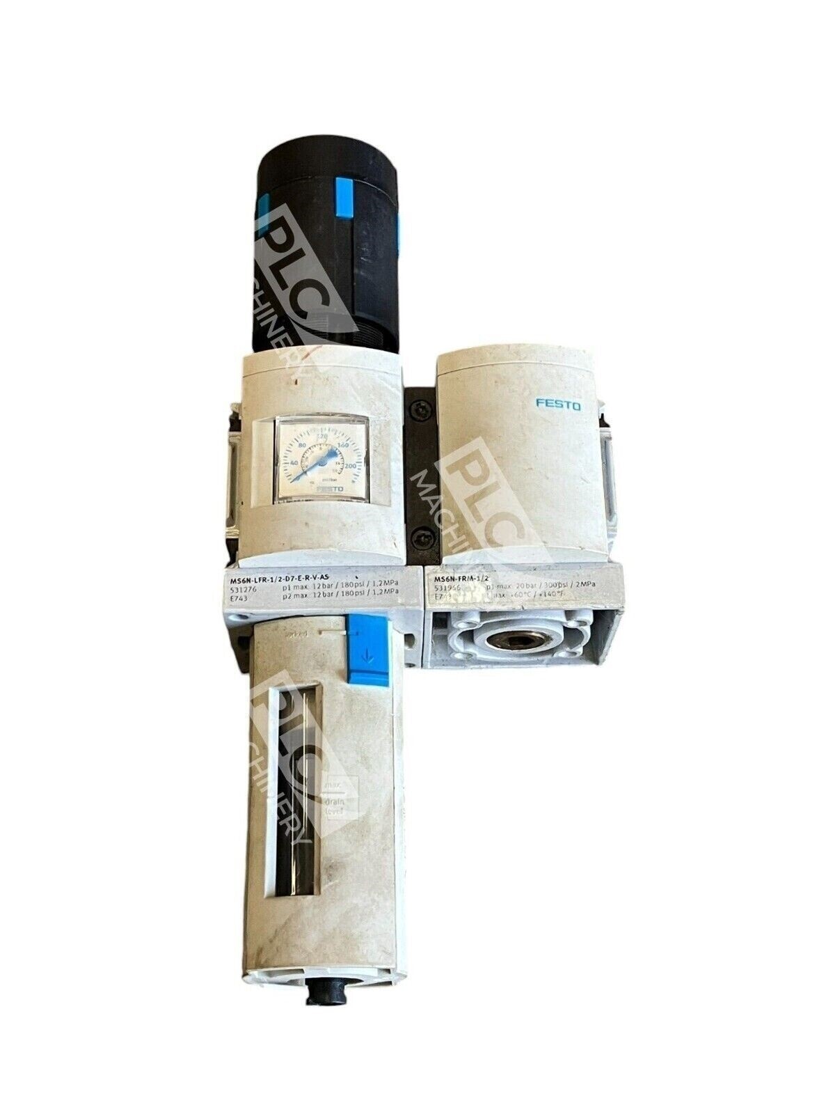 Festo Pneumatic Filter MS6N-LFR-1/2-D7-ERV-AS w/ MS6N-FRM-1/2