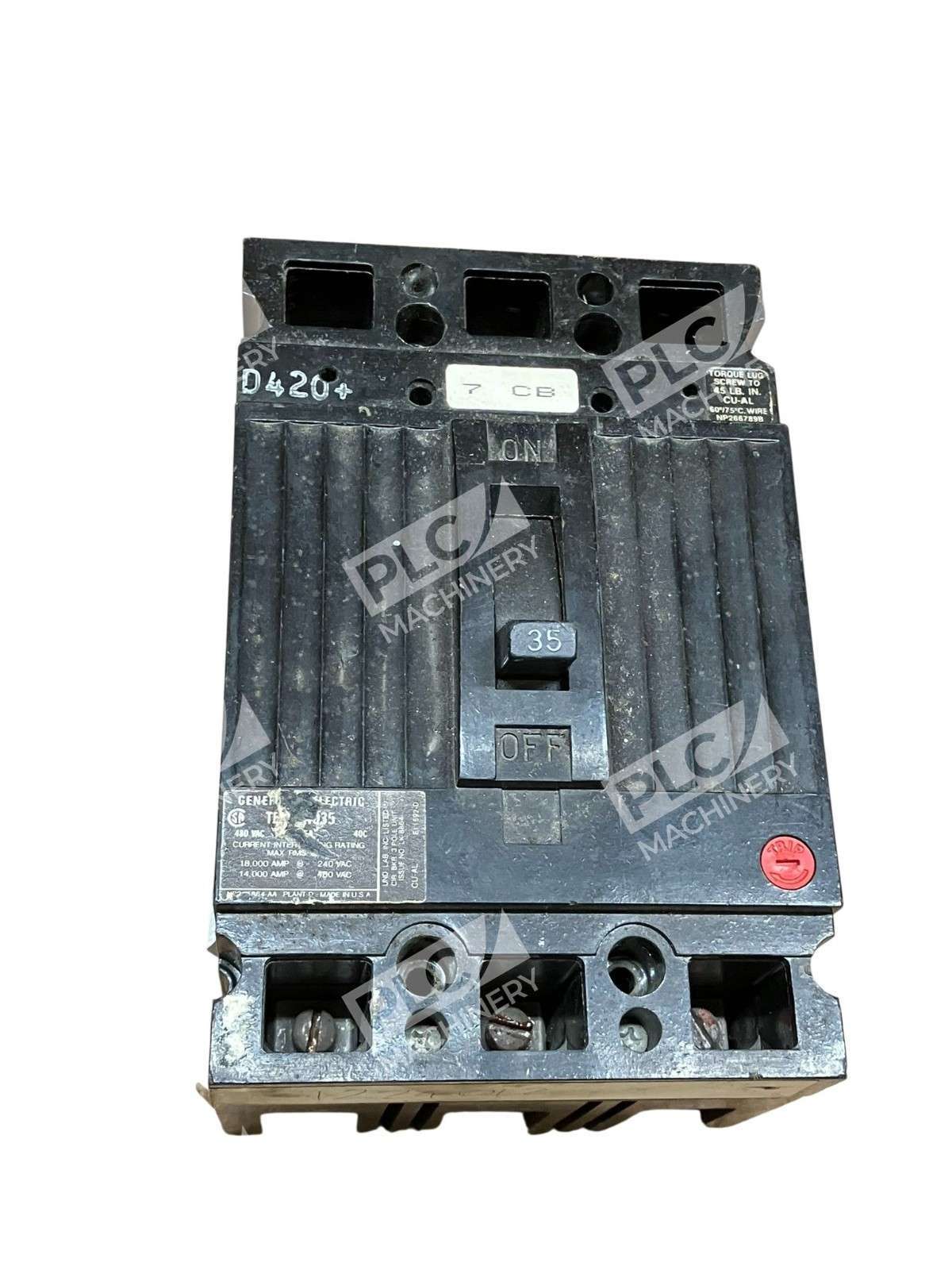 General Electric TED134035 35A 3-Pole Molded Case Circuit Breaker 480VAC