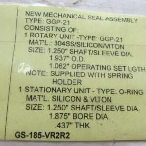 John Crane 1 Mechanical Seal Assembly Type GGP 21 GS 185 VR2RZ 297629447596
