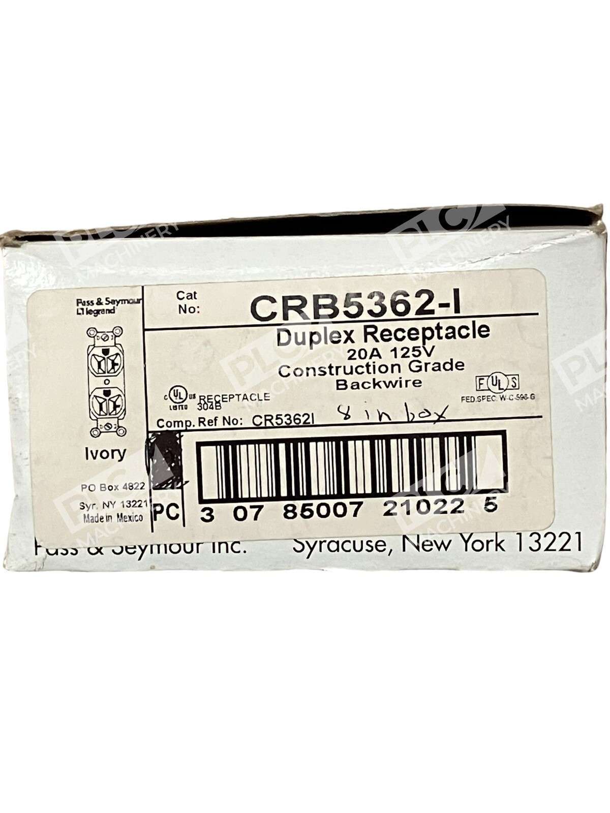 Pass & Seymour CRB5362-I Duplex Receptacle 15A 125V (Box of 8)