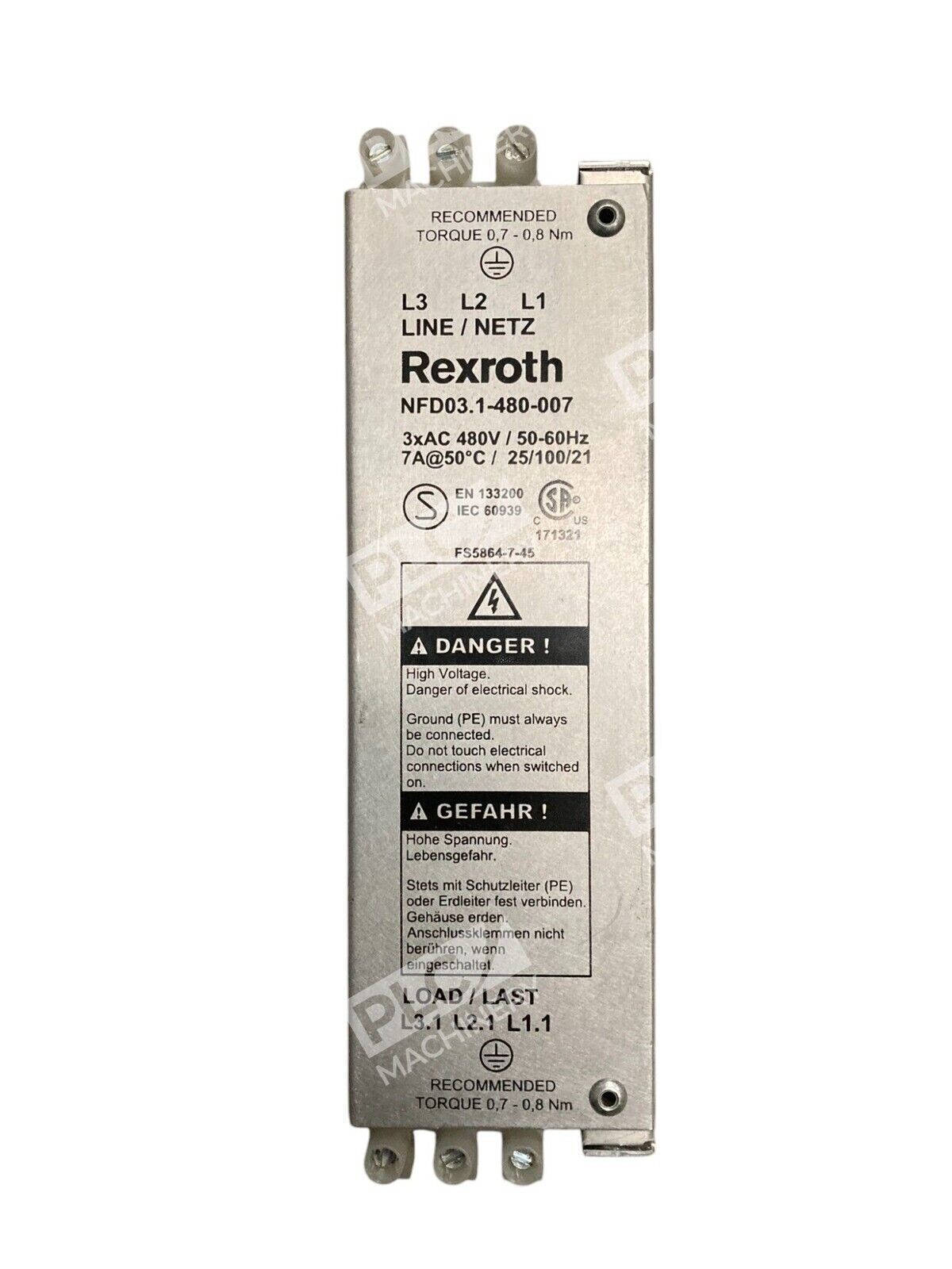 Rexroth 480VAC 7A 3 Phase Power Line Filter Drive Accessory NFD03.1-480-007