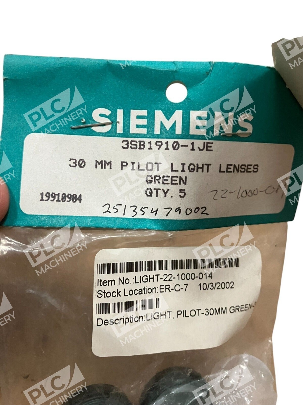 Siemens 30mm Pilot Light Lenses Green 3SB1910-1JE (Bag of 5) - Image 3
