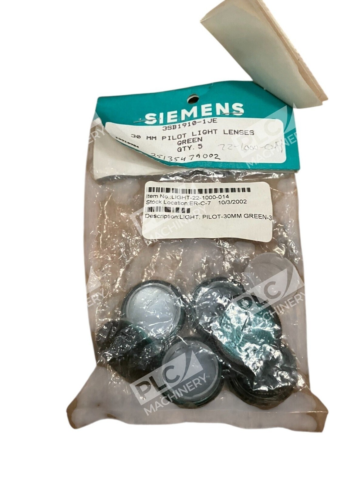 Siemens 30mm Pilot Light Lenses Green 3SB1910-1JE (Bag of 5)