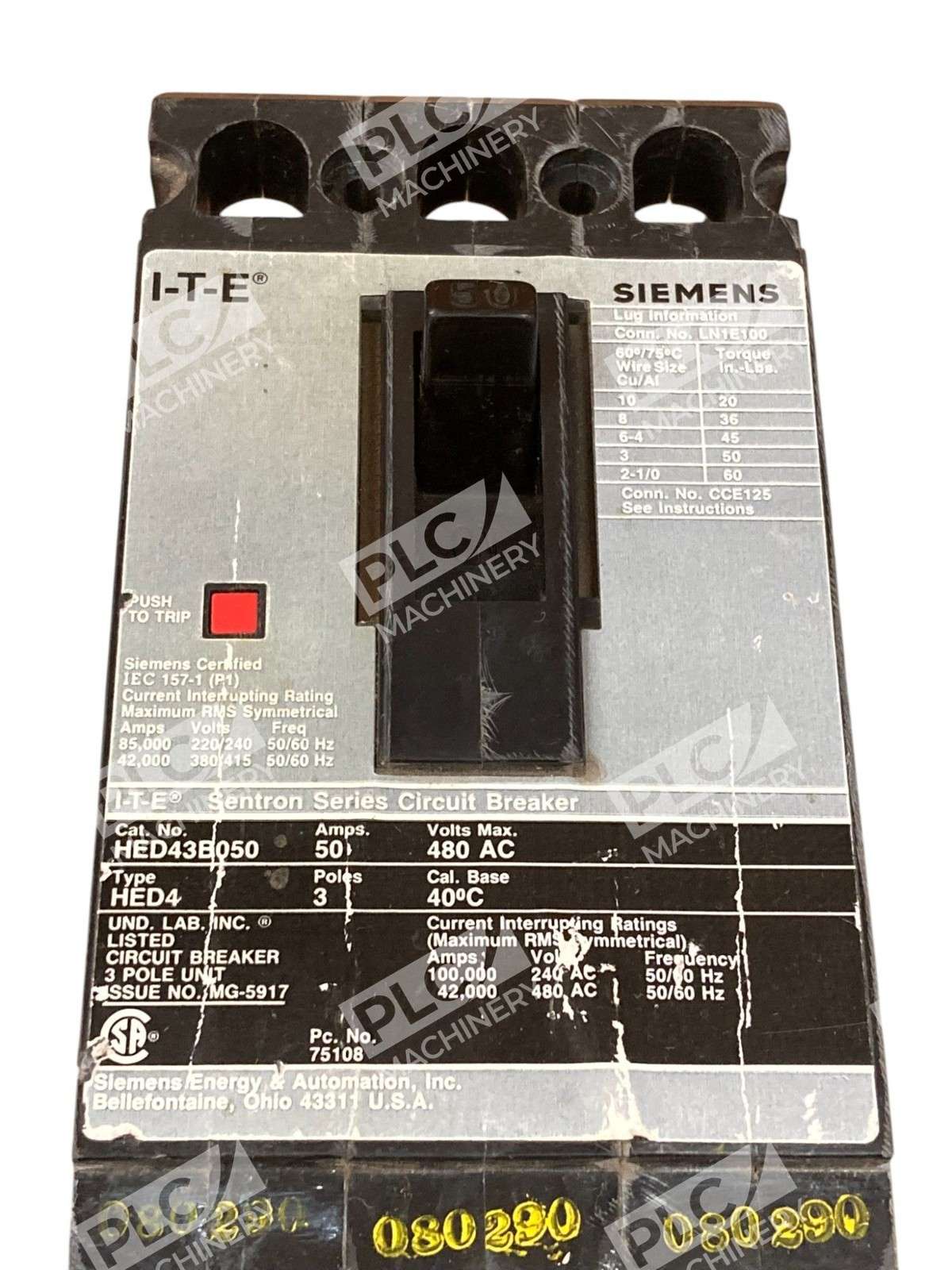 Siemens HED43B050 I-T-E Sentron Series Circuit Breaker