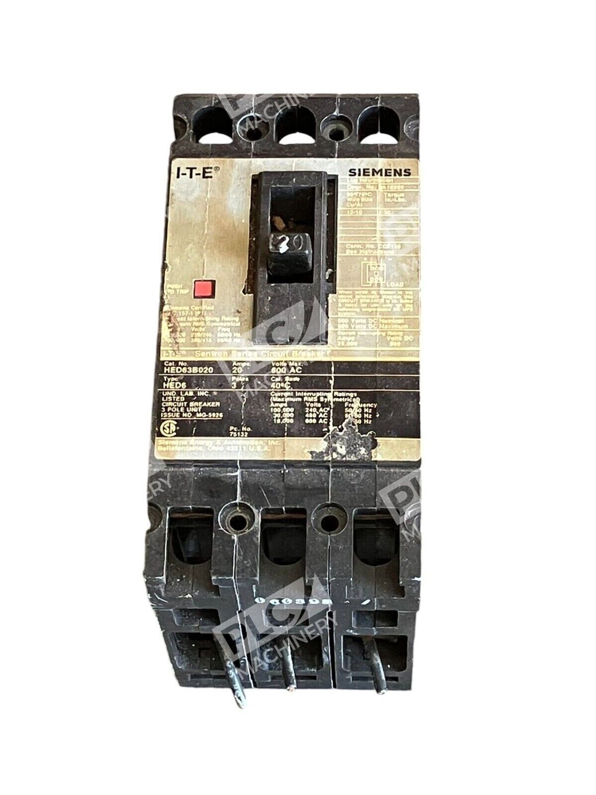 Siemens I-T-E Sentron Series Circuit Breaker 20A 600VAC 3 Pole HED63B020