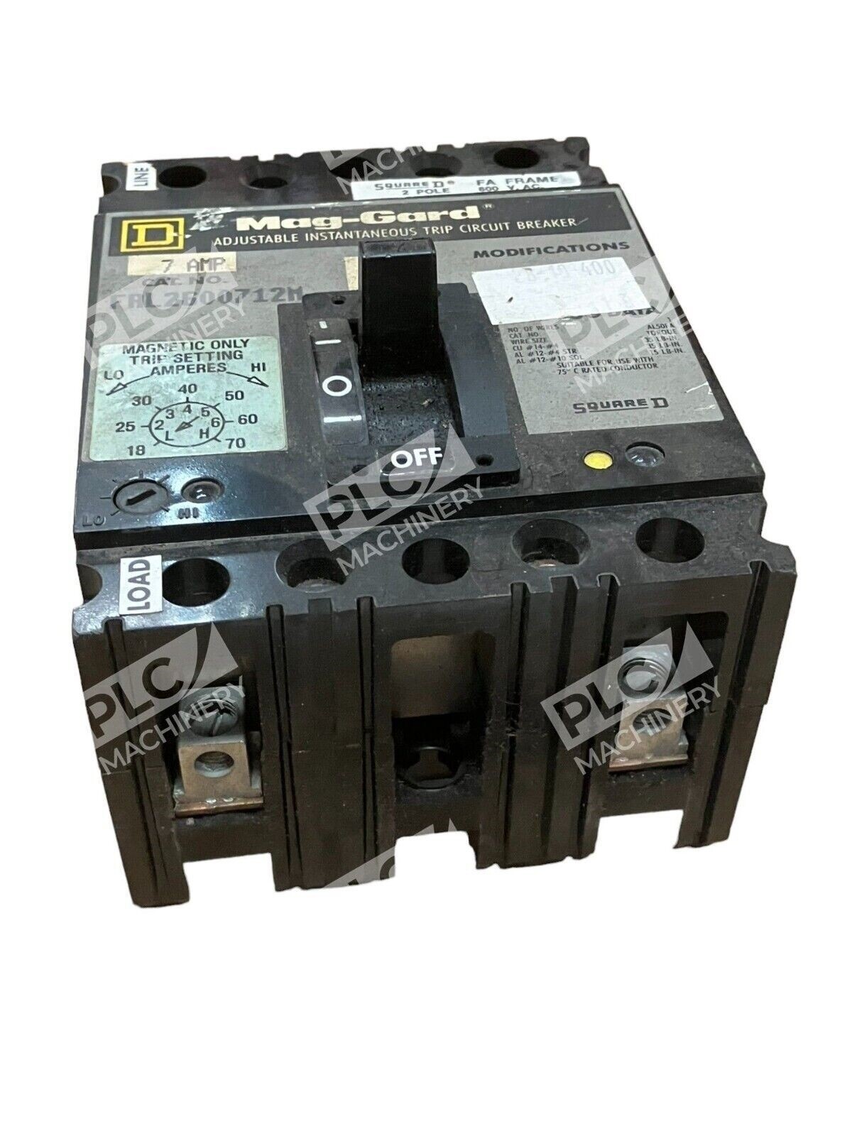 Square D FAL2600712M 7A Mag-Gard 2 Pole 600VAC - Image 6