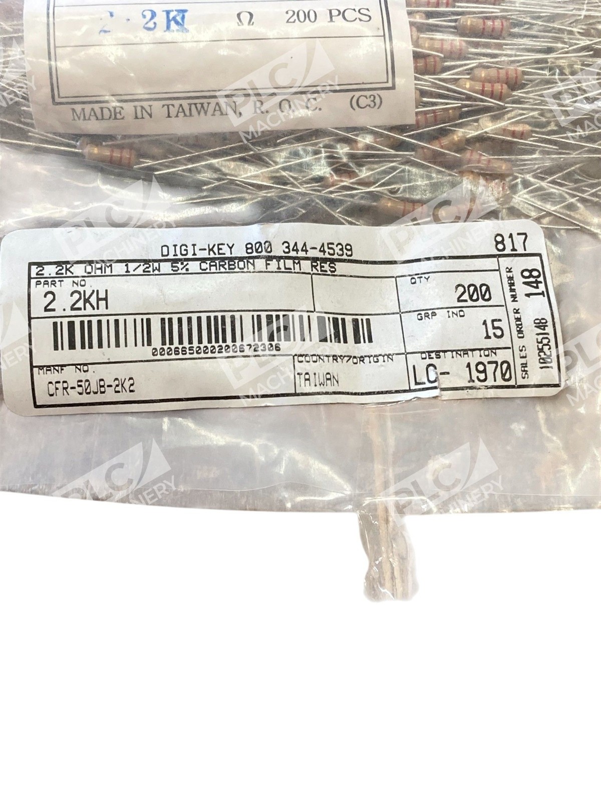 Yageo CFR-50JB-2K2 2.2k Ohm 1/2W Carbon Film Resistors ±5% Pack of 200 - Image 3