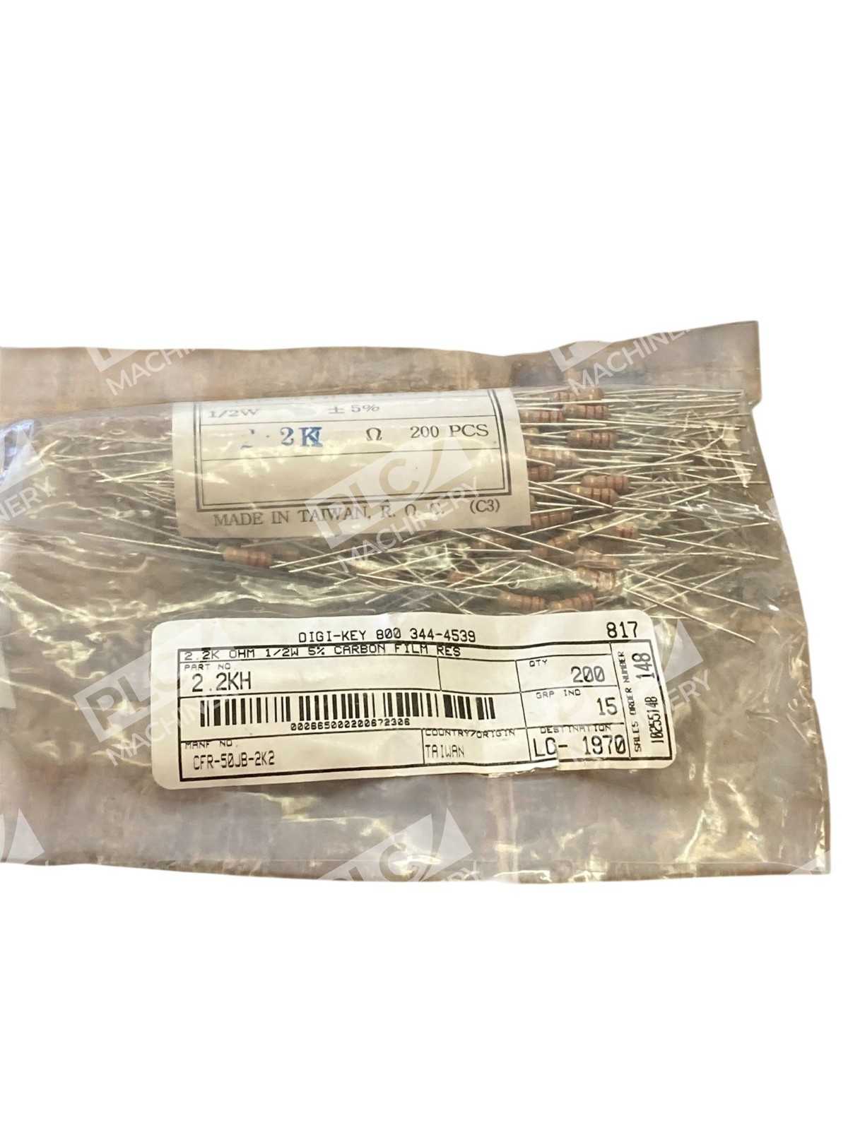 Yageo CFR-50JB-2K2 2.2k Ohm 1/2W Carbon Film Resistors ±5% Pack of 200