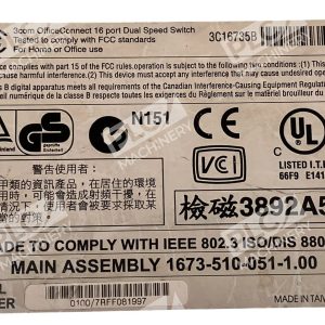 3Com OfficeConnect 16 Port Dual Speed Switch 3C16735B 226994373447