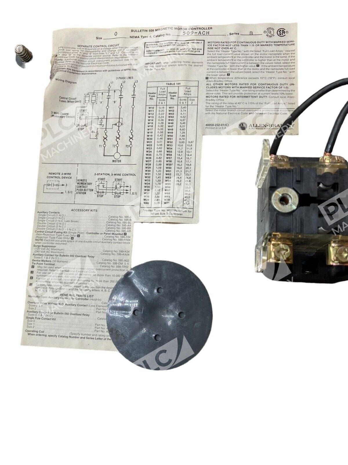 Allen Bradley 509-ACH /B w/ 509-A0H /B - Image 3