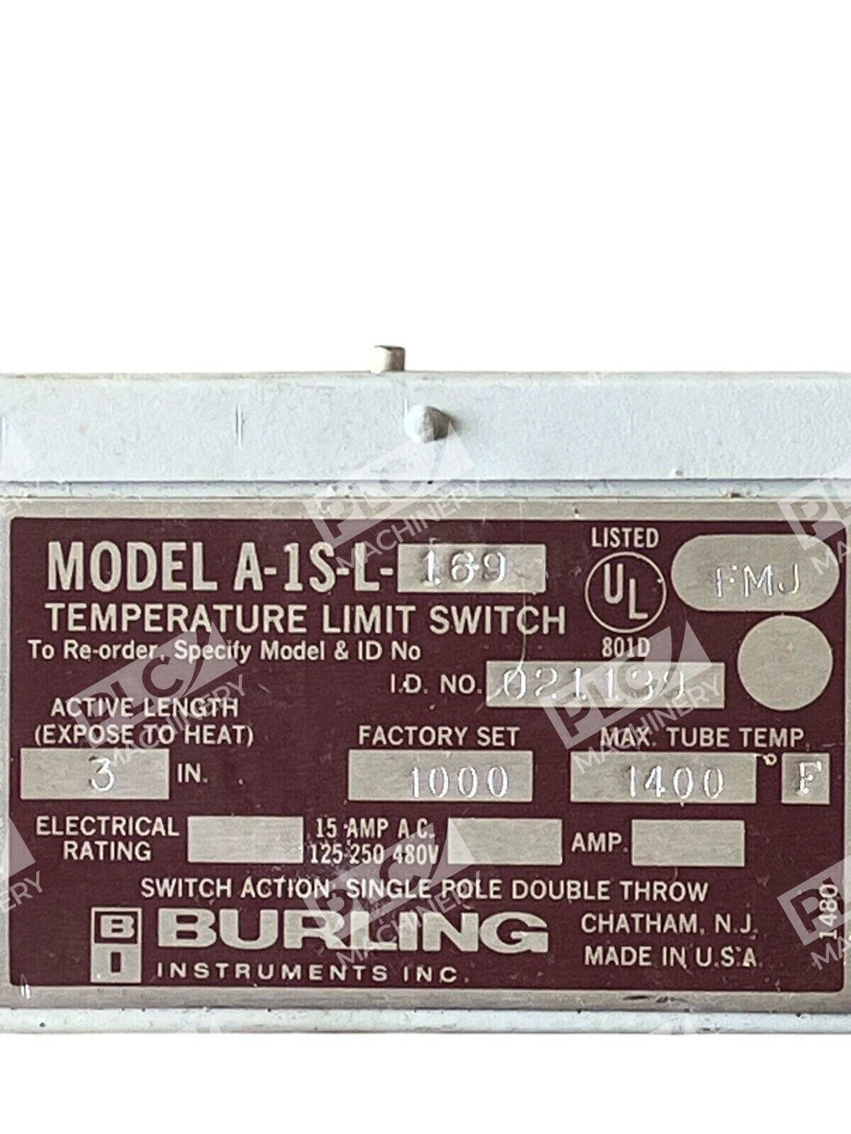 Burling Instruments Temperature Limit Switch A-1S-L-169 - Image 4