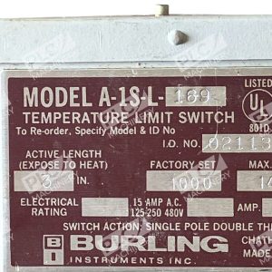 Burling Instruments Temperature Limit Switch A 1S L 169 227034841137
