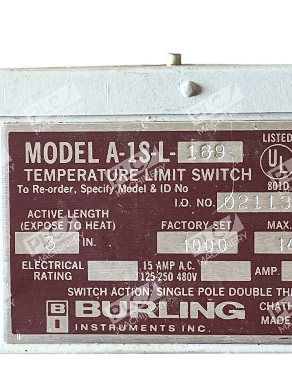 Burling Instruments Temperature Limit Switch A-1S-L-169 - Image 6