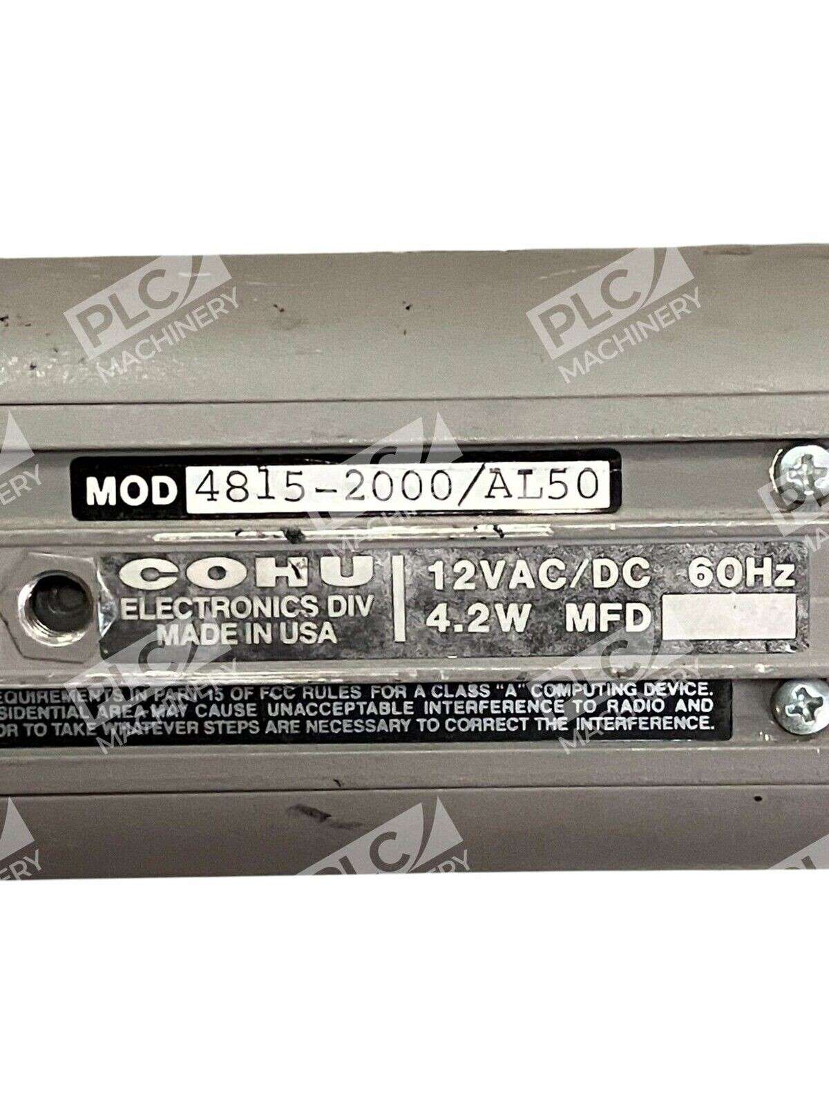 Cohu 12VAC/DC 60Hz 4.2W Solid State Camera 4815-2000/AL50 - Image 3