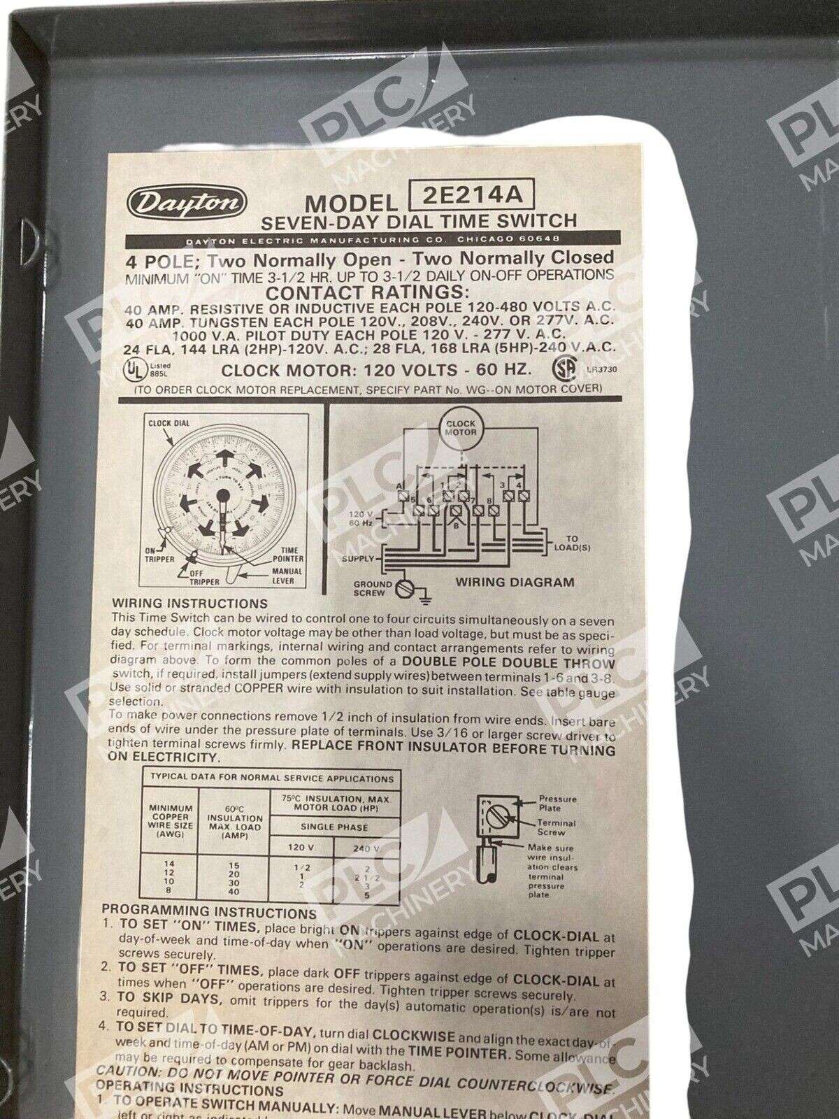 Dayton Seven Day Dial Time Switch Timer 2E214A - Image 4