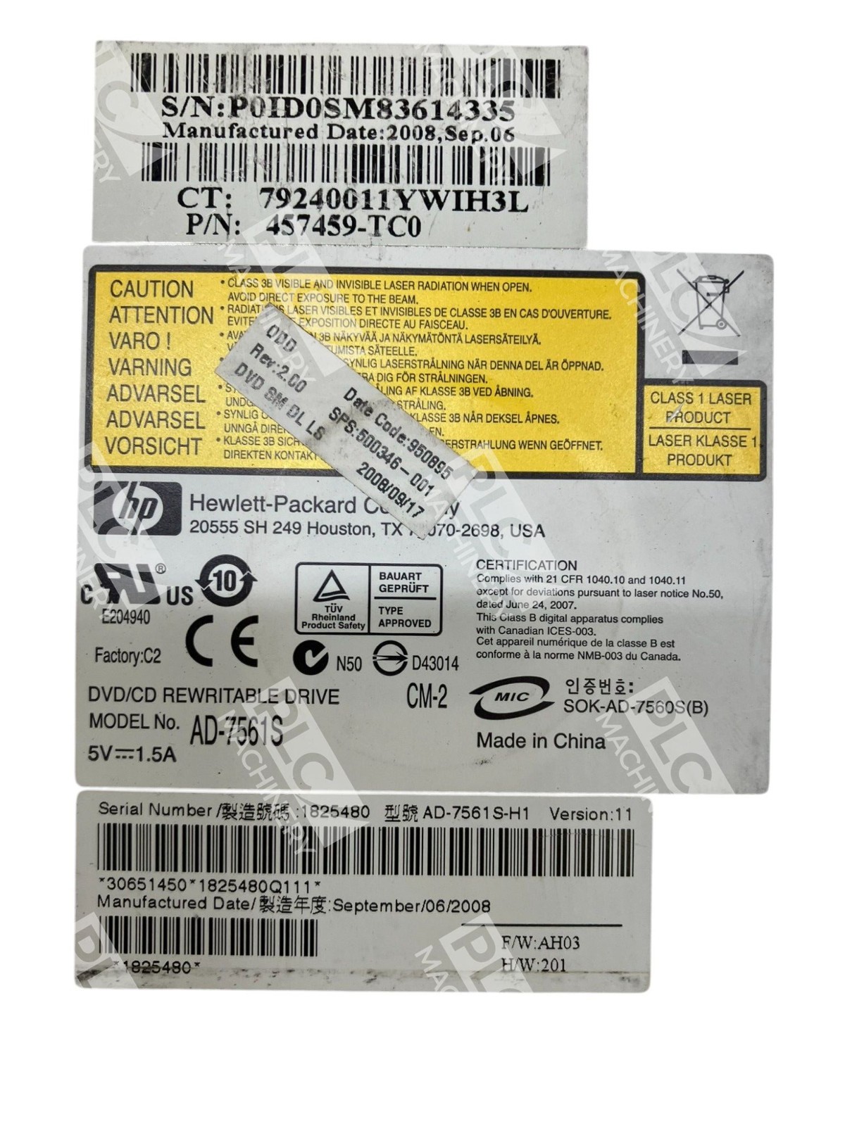 HP Hewlett Packard 457459-TC0 DVD/CD Rewritable Drive AD-7561S - Image 3