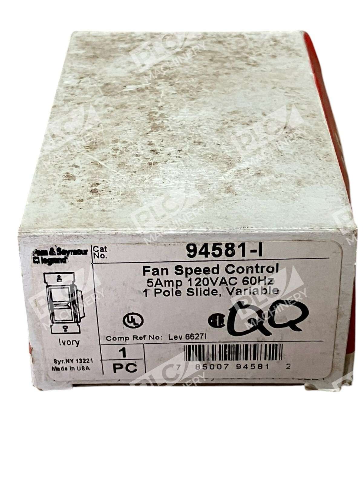 Pass & Seymour Legrand 5A 120VAC 60Hz 1 Pole Variable Fan Speed Control 94581-I