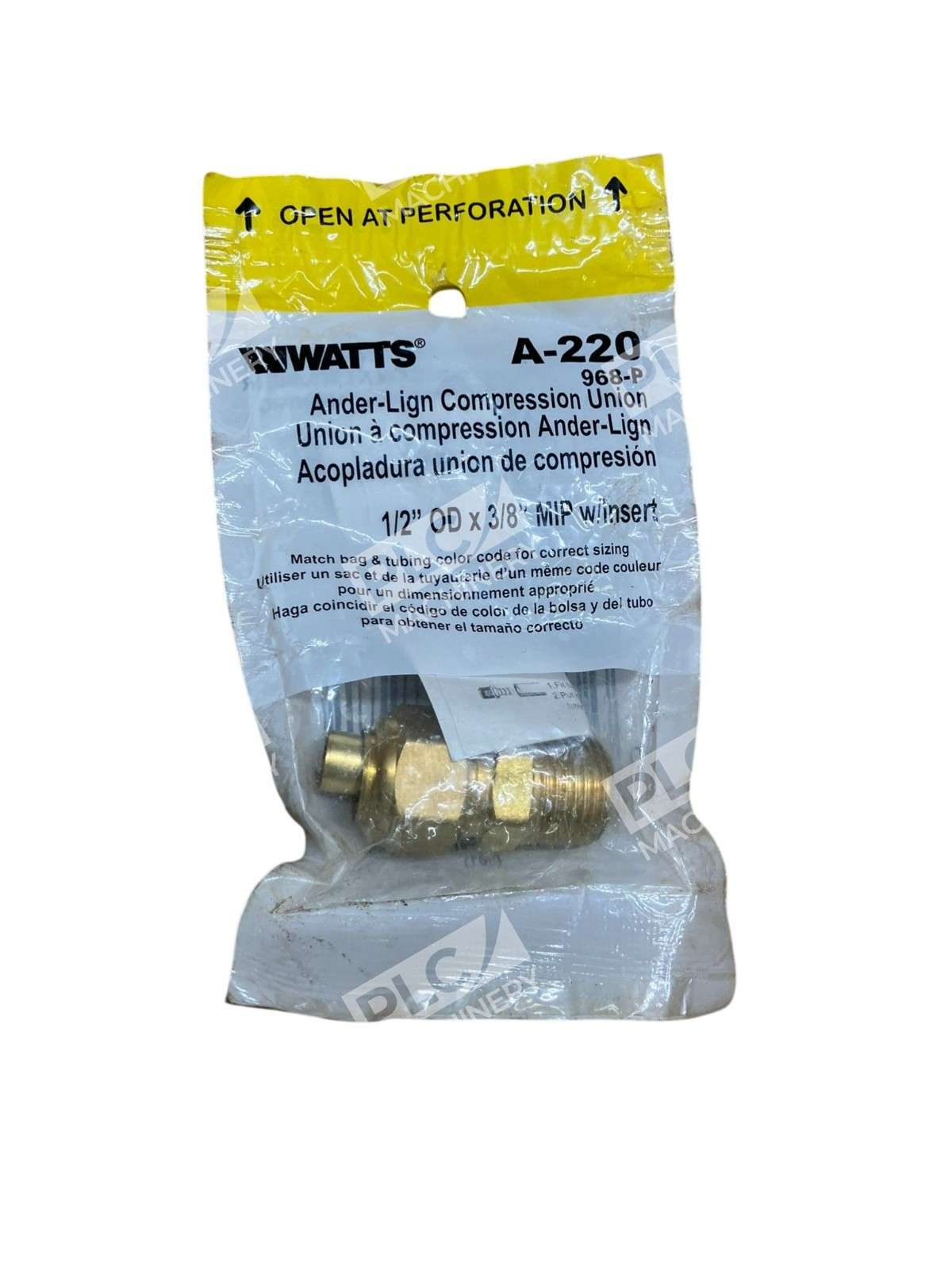 Watts A-220 Ander-Lign Compression Union 1/2" OD x 3/8" MIP Brass Connector