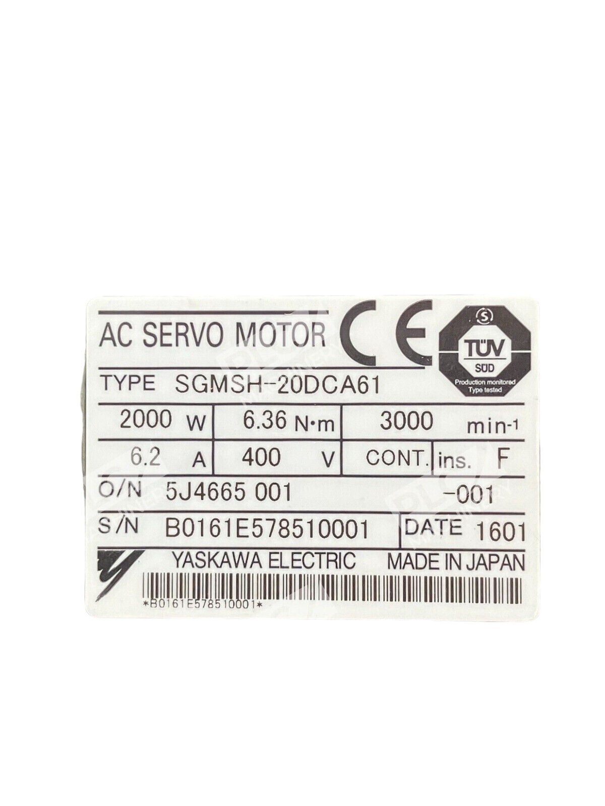 Yaskawa Electric SGMSH-20DCA61 Servo Motor New No Box - Image 3