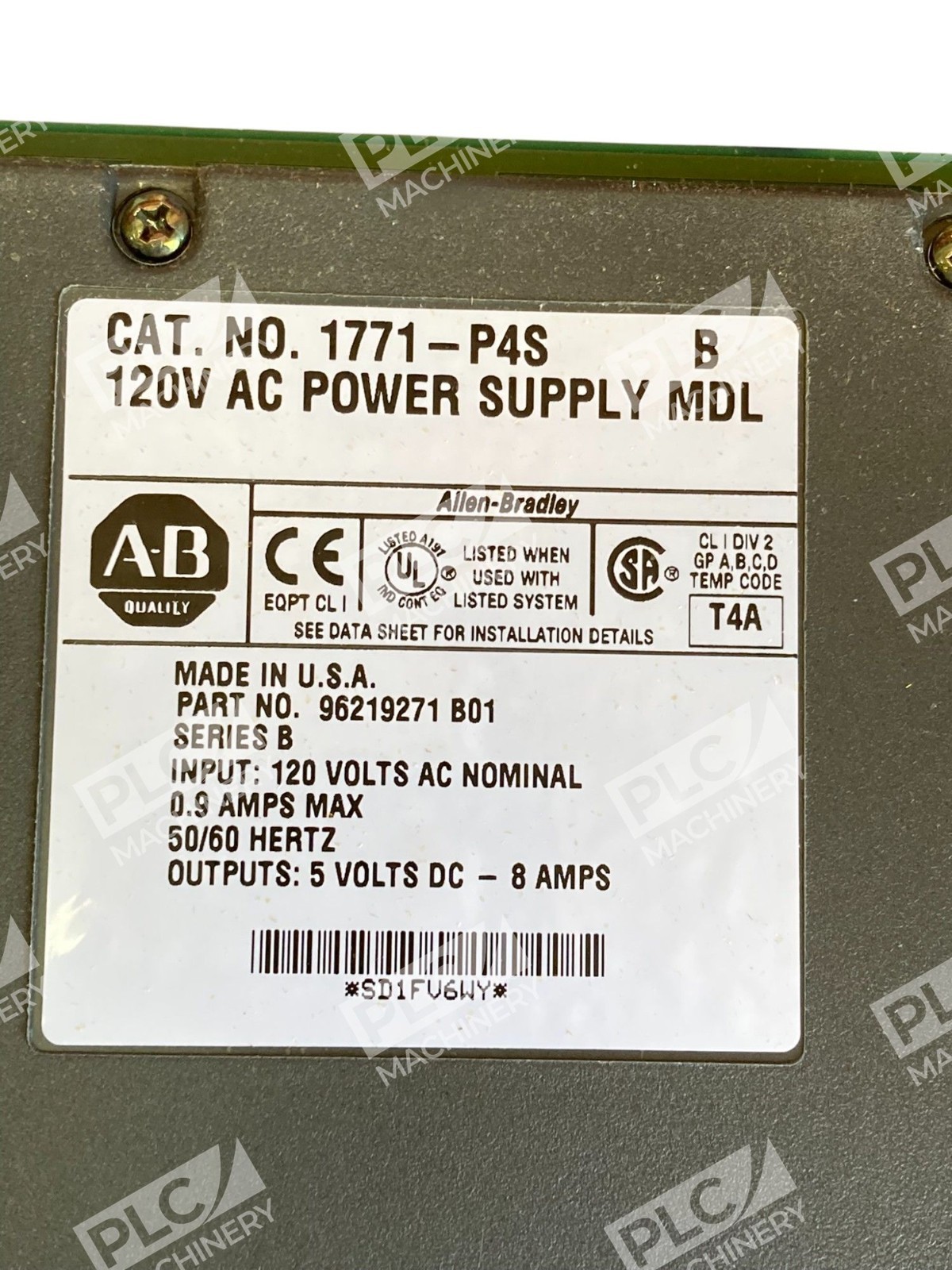 Allen Bradley AB 120V AC Power Supply Module 1771-P4S /B - Image 7
