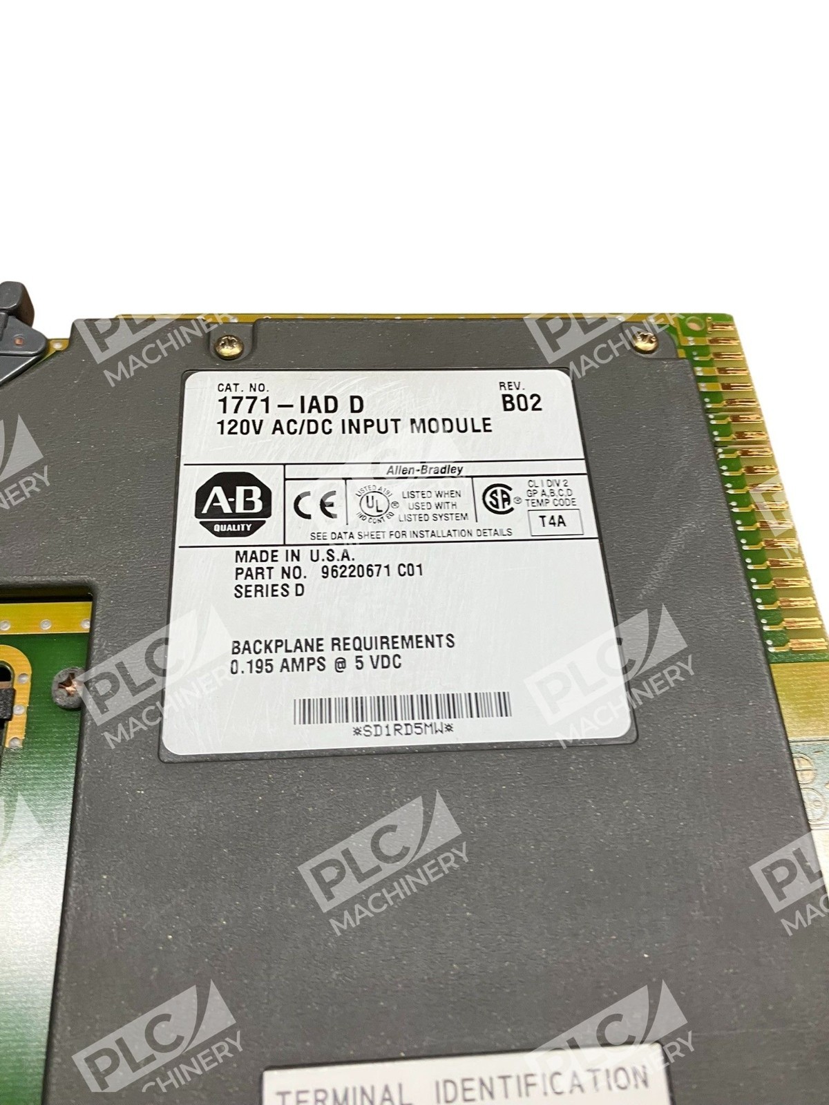 Allen Bradley AB 120V AC/DC Input Module 1771-IAD /D Rev B02 - Image 3