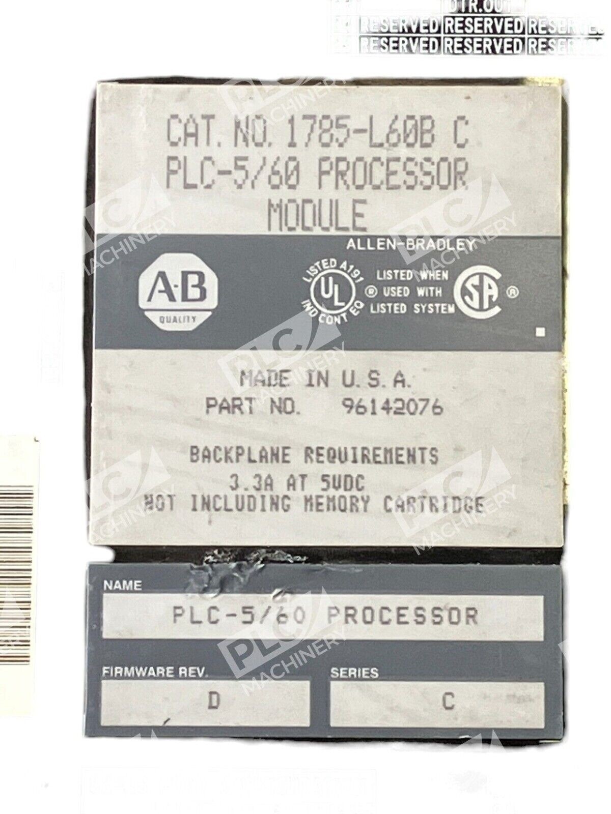 Allen Bradley PLC-5/60 Processor Module Programmable Controller 1785-L60B /C - Image 3