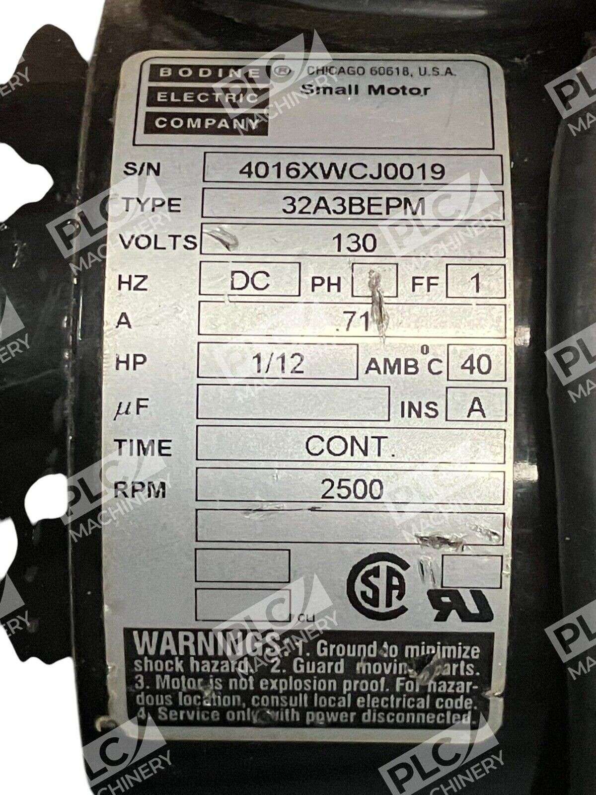 Bodine Electric Company 0.71A 1/12HP Small Motor 32A3BEPM - Image 3