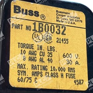 Bussmann Cooper 30A 600V 3 Pole Fuse Block 1B0032 227039538828
