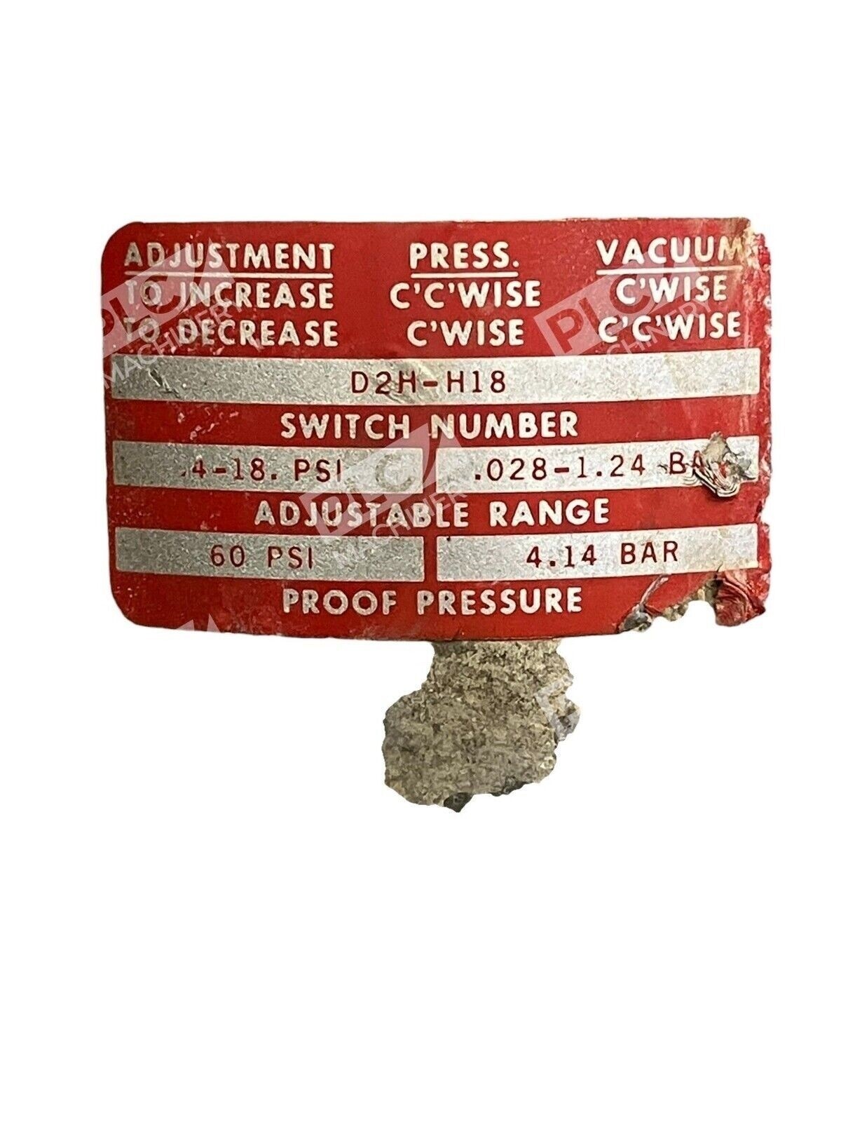 Delaval Barksdale Pressure Or Vacuum Actuated Switch D2H-H18 - Image 3