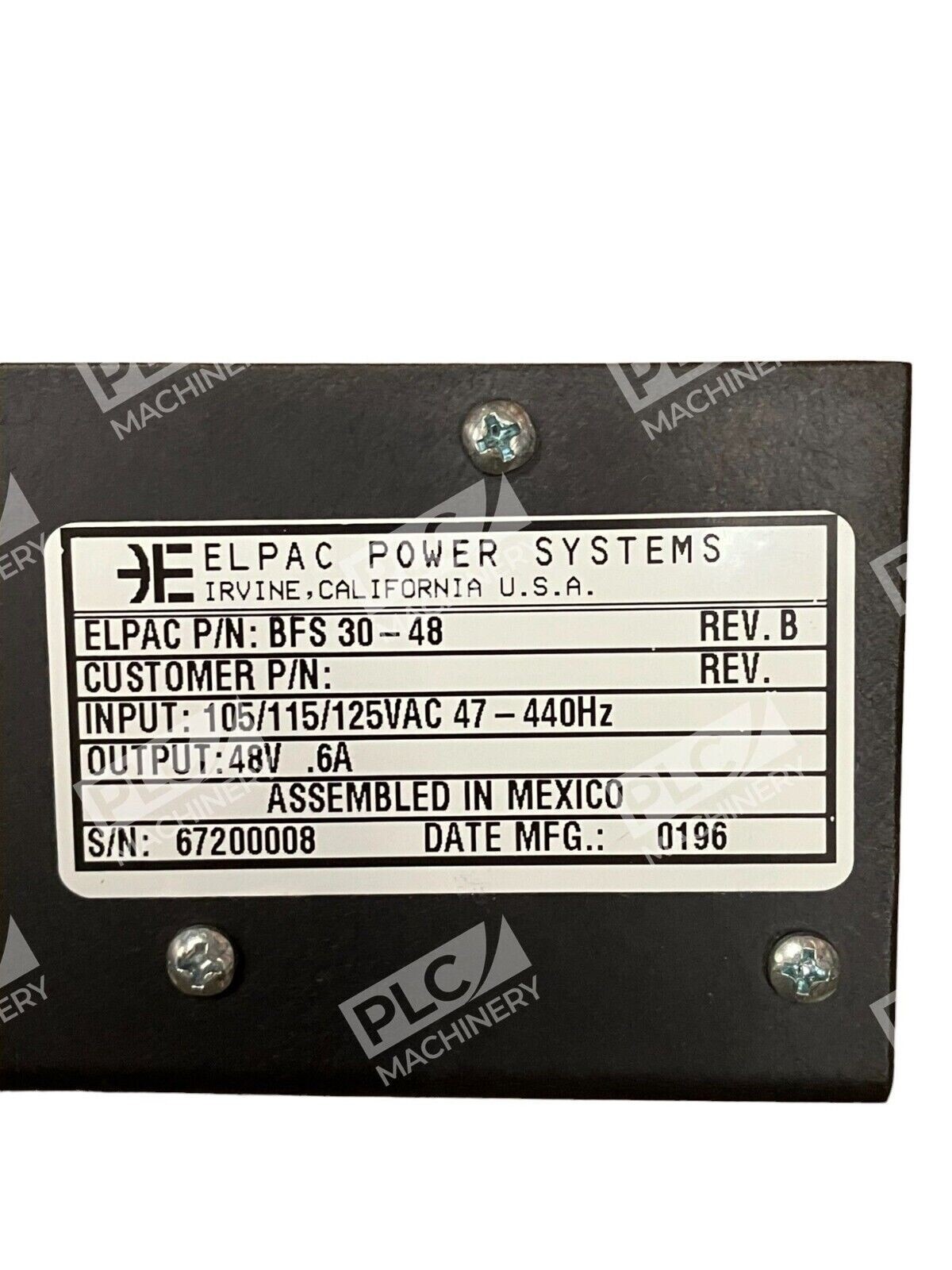 Elpac Power Systems BFS 30-48 Rev B Power Supply - Image 5