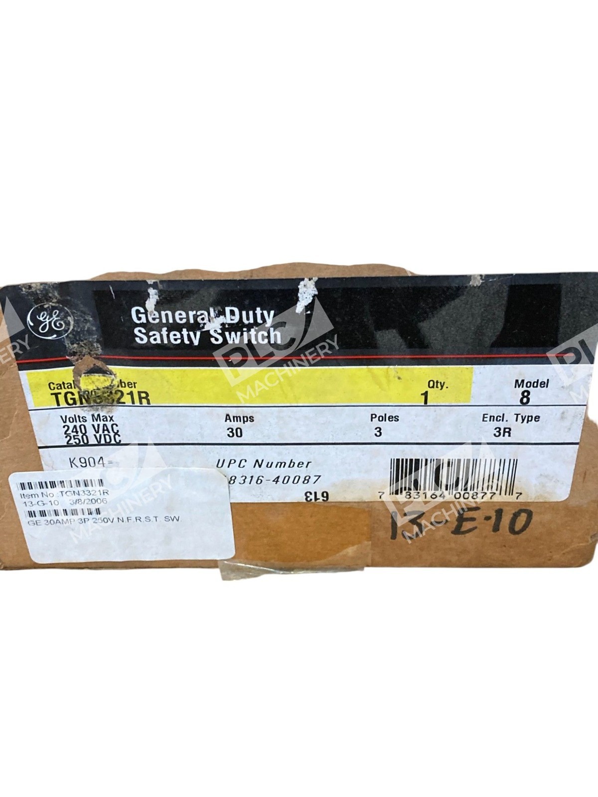 GE General Electric 30A 3 Pole General Duty Safety Switch TGN3321R - Image 3