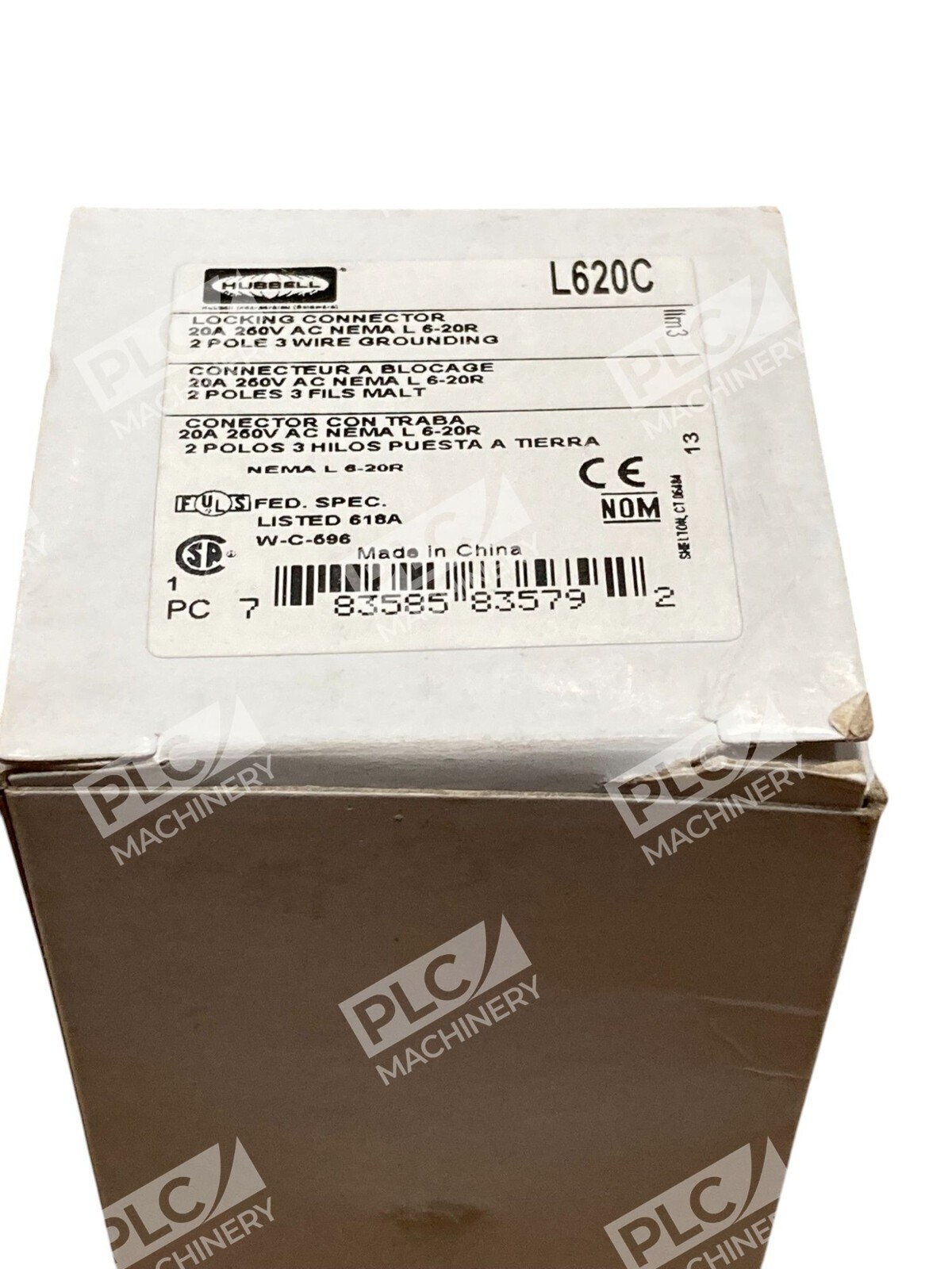 Hubbell 2 Pole 3 Wire 20A 260V AC NEMA L 6-20R Locking Connector L620C - Image 3