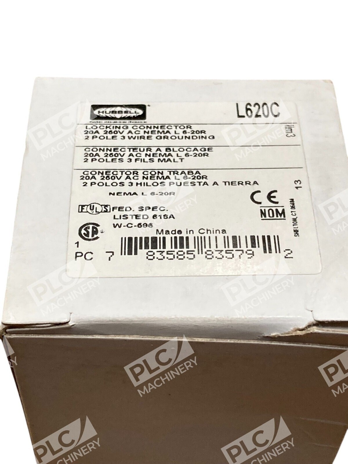 Hubbell 2 Pole 3 Wire 20A 260V AC NEMA L 6-20R Locking Connector L620C - Image 4