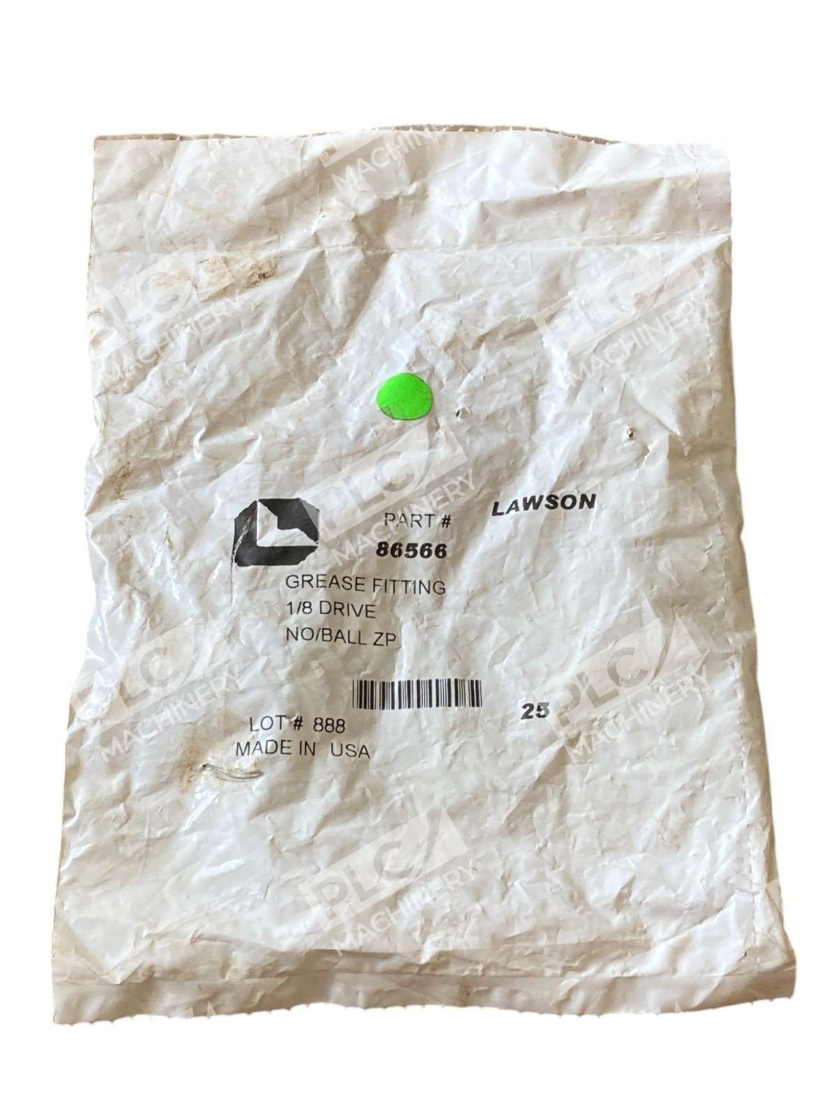 Lawson 1/8 Drive No/Ball ZP Grease Fitting 86566 (Bag of 25)