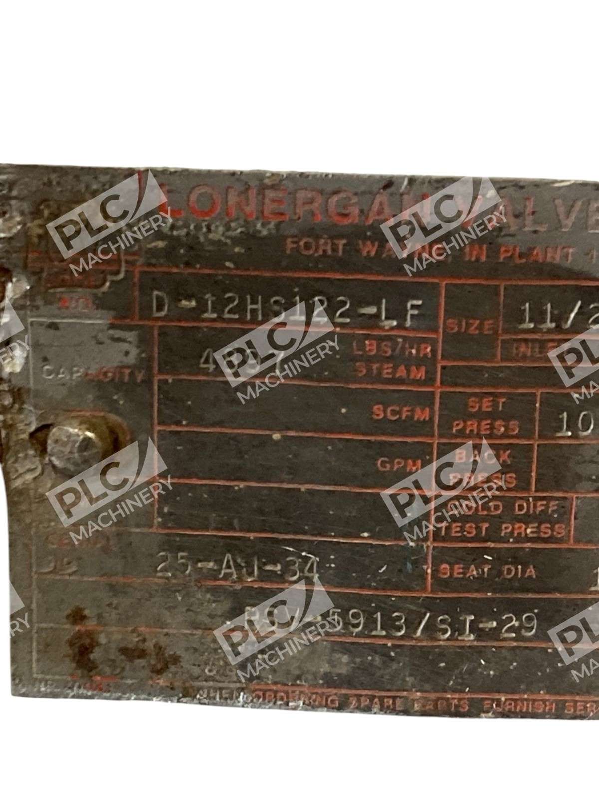 Lonergan Valve 1-1/2 H 3 100PSIG Relief Valve D-12HS122-LF - Image 9